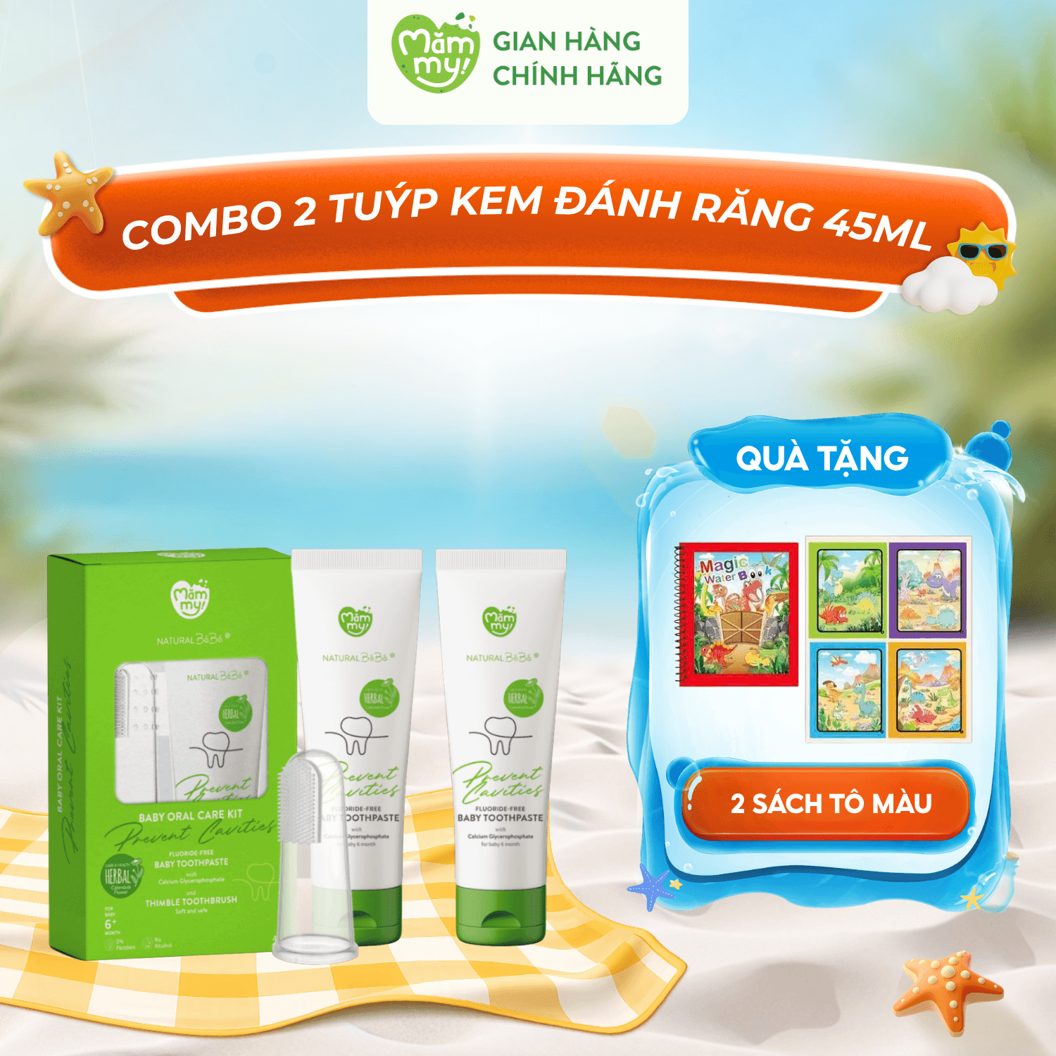 Combo 2 Tuýp Kem Đánh Răng 45ml - Tặng 2 SÁCH NƯỚC TÔ MÀU