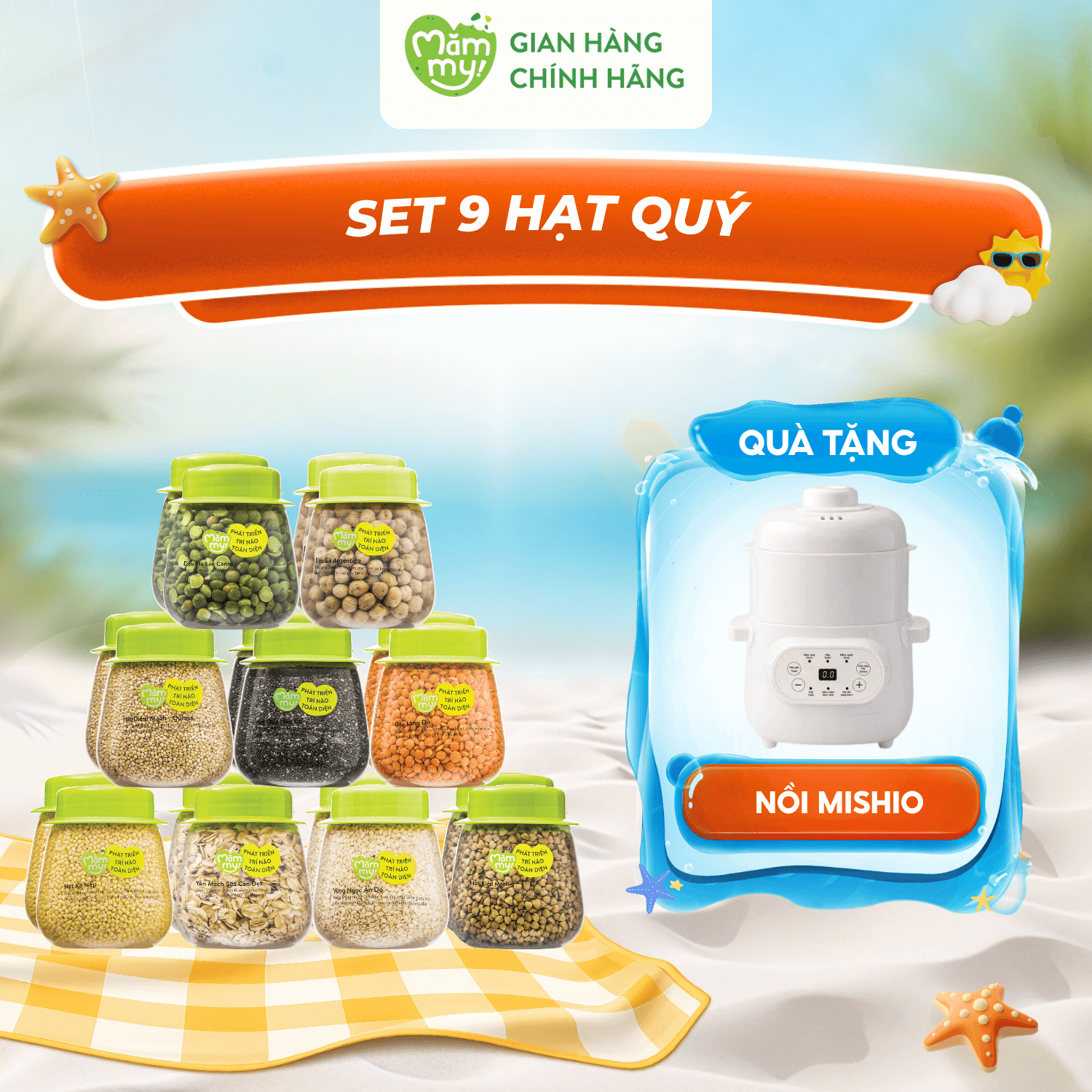 Set 9 hạt quý -Tặng NỒI NẤU CHẬM MISHIO