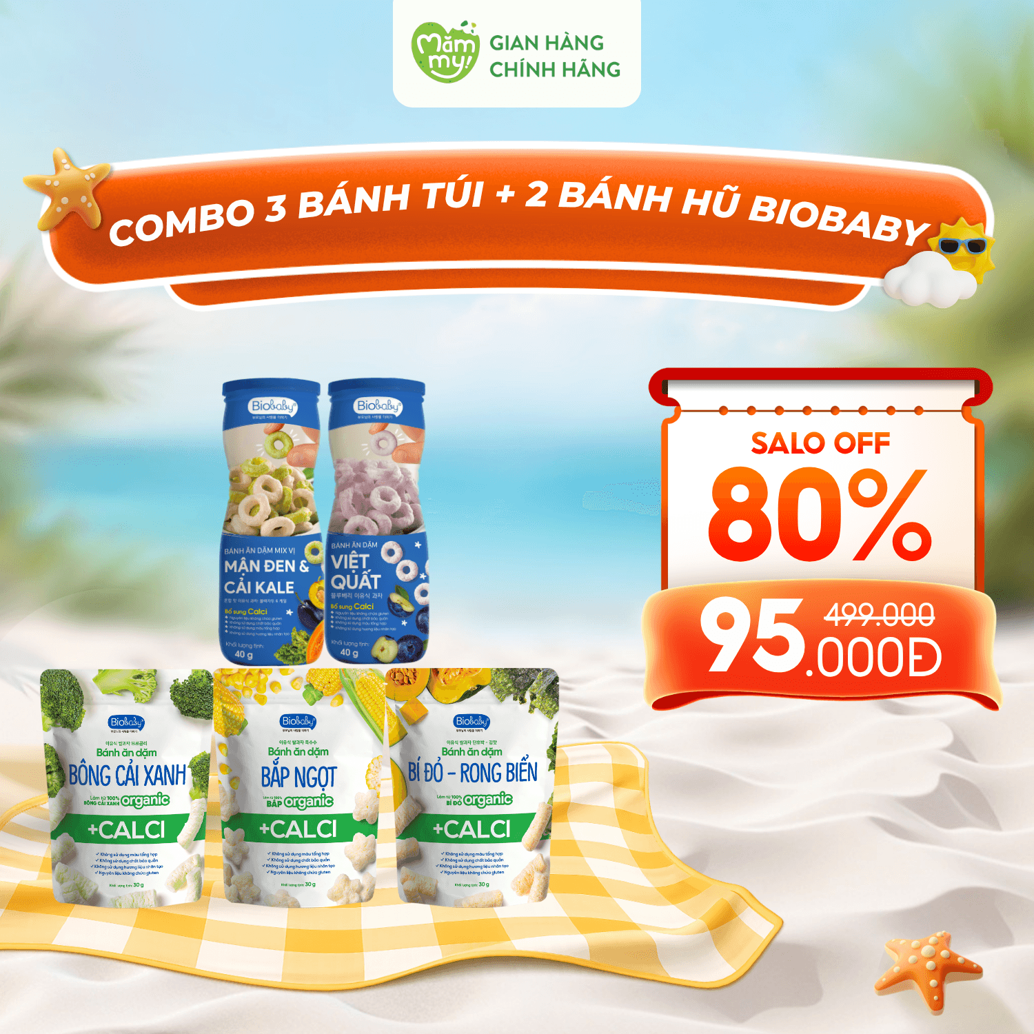 [60 - 90 Ngày] Combo 3 Bánh Túi Biobaby + 2 Bánh Hũ Biobaby