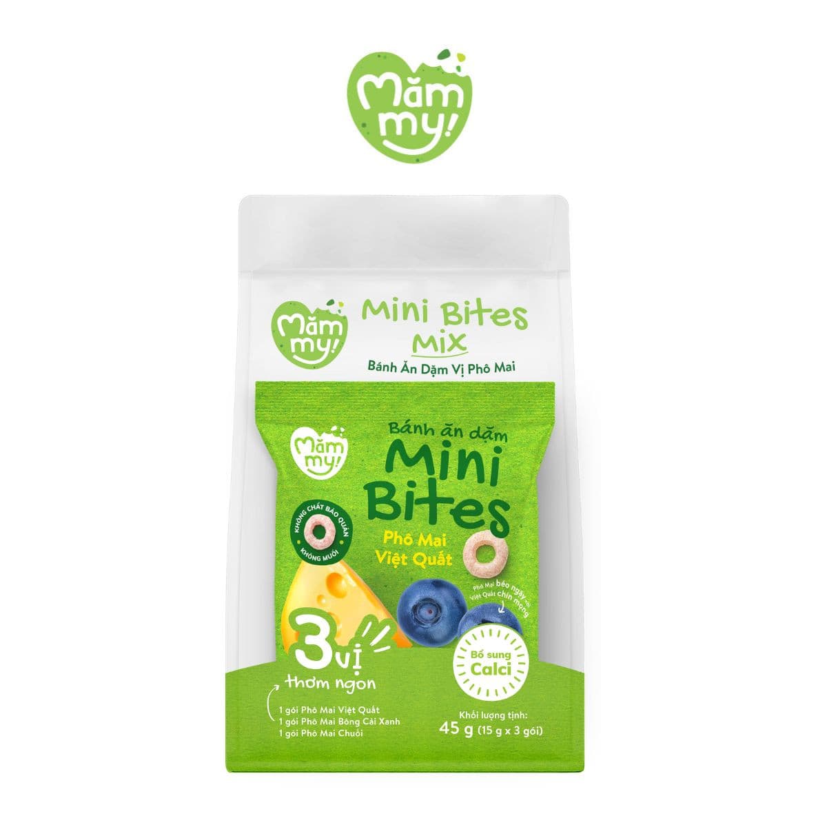 Bánh ăn dặm Mini Bites - Mix vị Phô mai 45 g (15g x 3 gói)