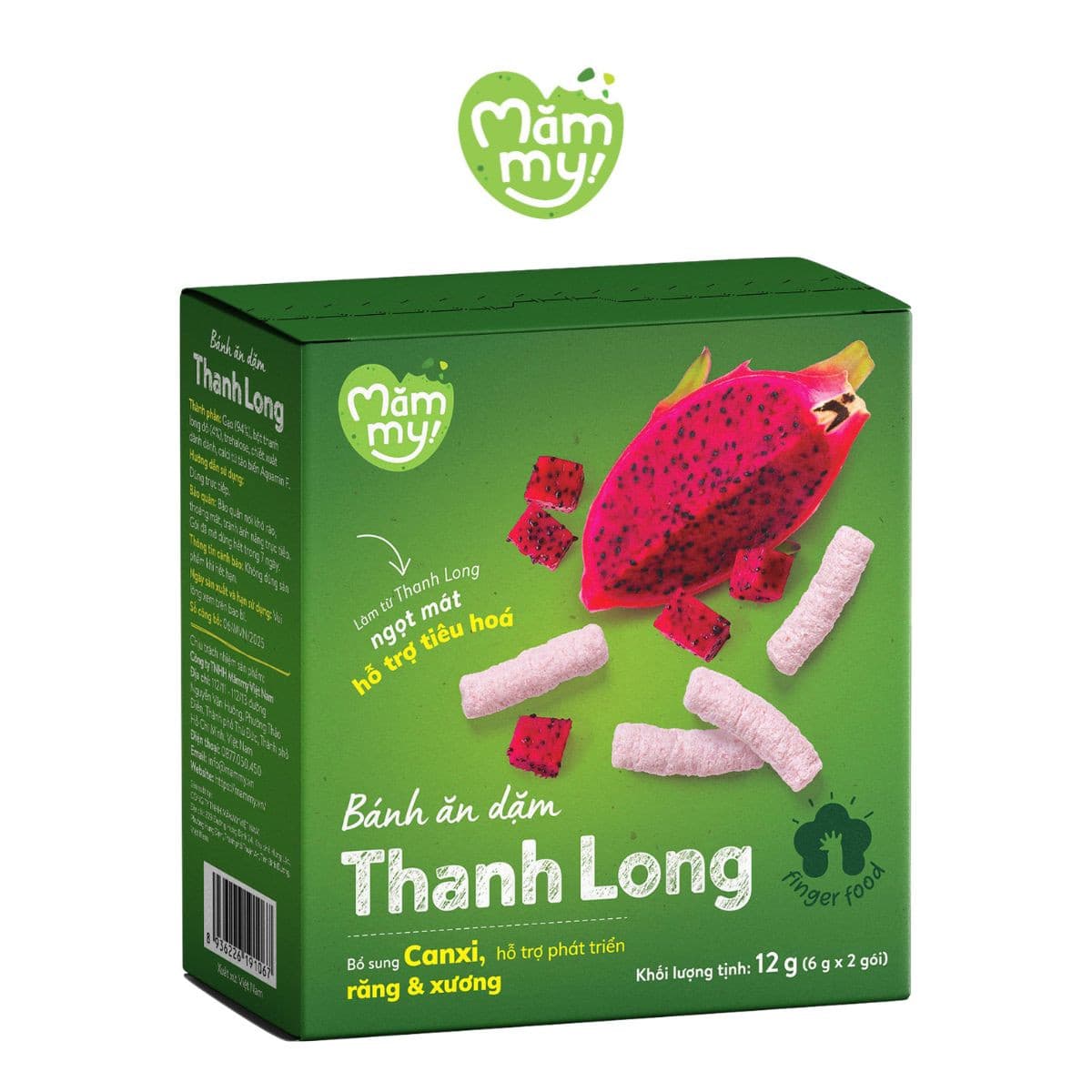 Bánh ăn dặm vị Thanh Long - Hộp 12 g (6 g x 2 túi)