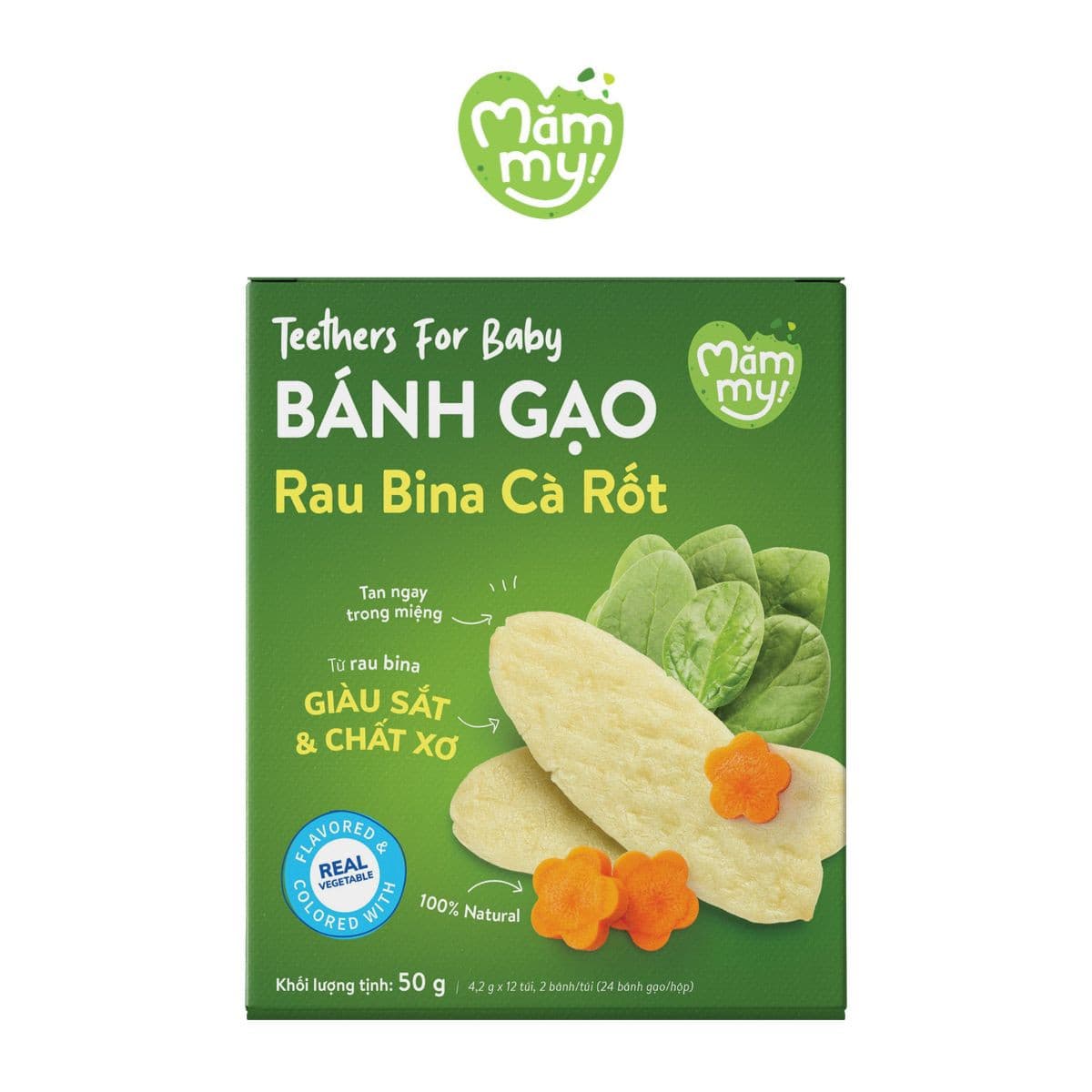 Bánh gạo Rau Bina Cà Rốt - 50 g