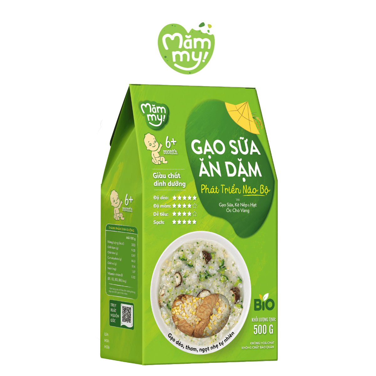Gạo sữa ăn dặm Phát Triển Não Bộ - Hộp 500 g