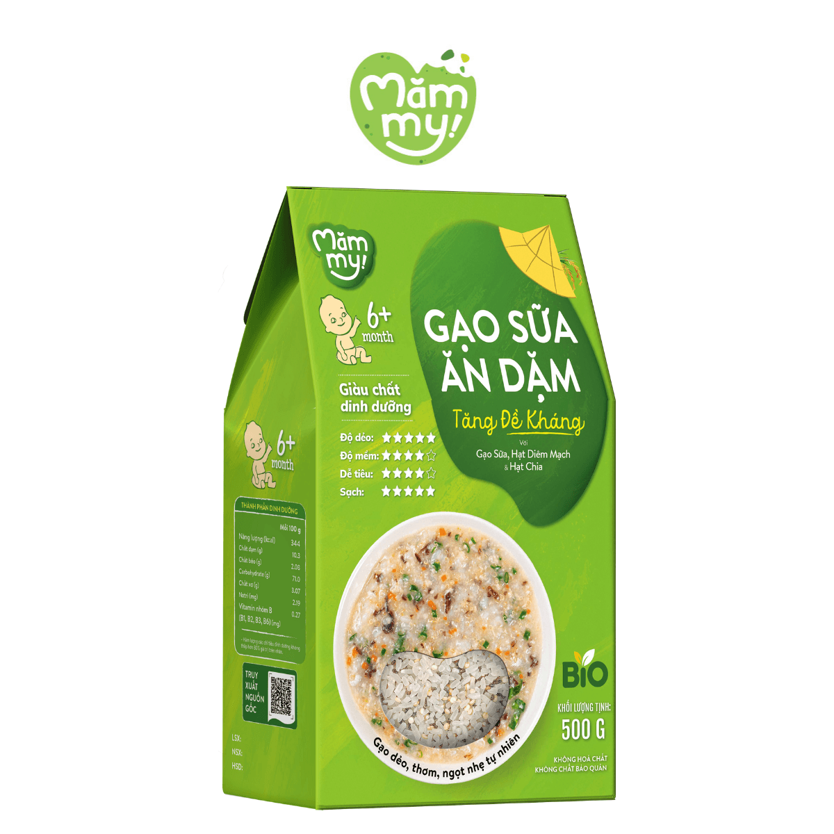 Gạo sữa ăn dặm Tăng Đề Kháng - Hộp 500 g
