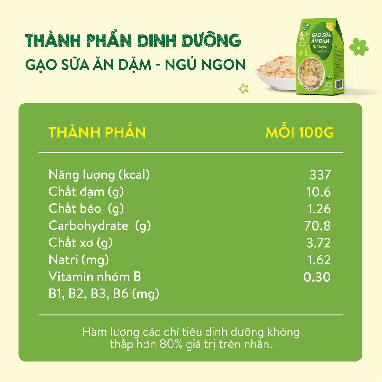 Gạo sữa ăn dặm Ngủ Ngon - Hộp 500 g 4