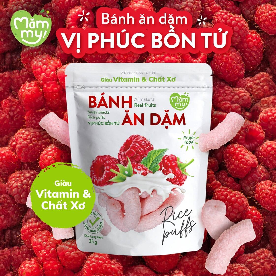 Bánh ăn dặm vị phúc bồn tử - Túi 35g 2