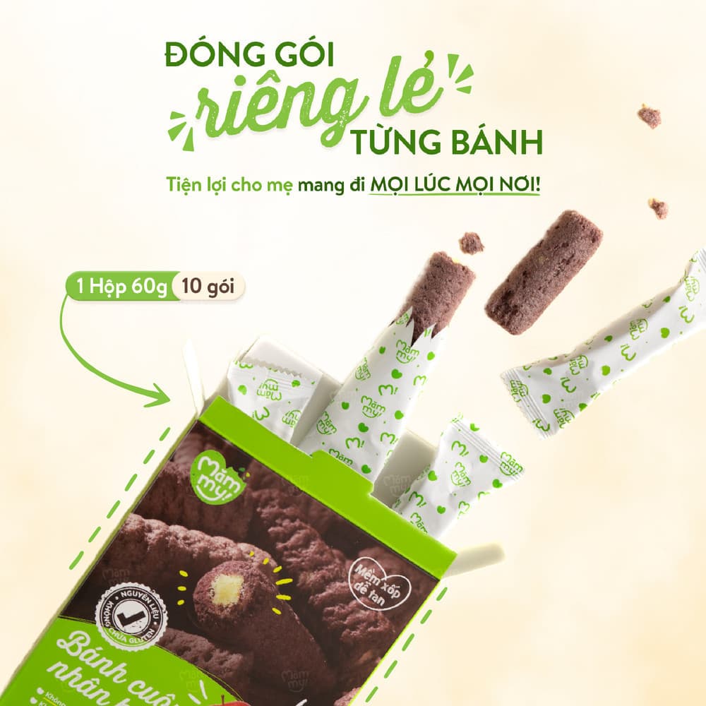 Bánh cuộn nhân kem Dâu - Phô mai 60 g (10 thanh) 10