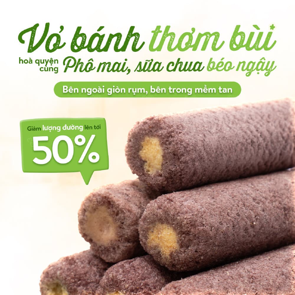 Bánh cuộn nhân kem Dâu - Phô mai 60 g (10 thanh) 6