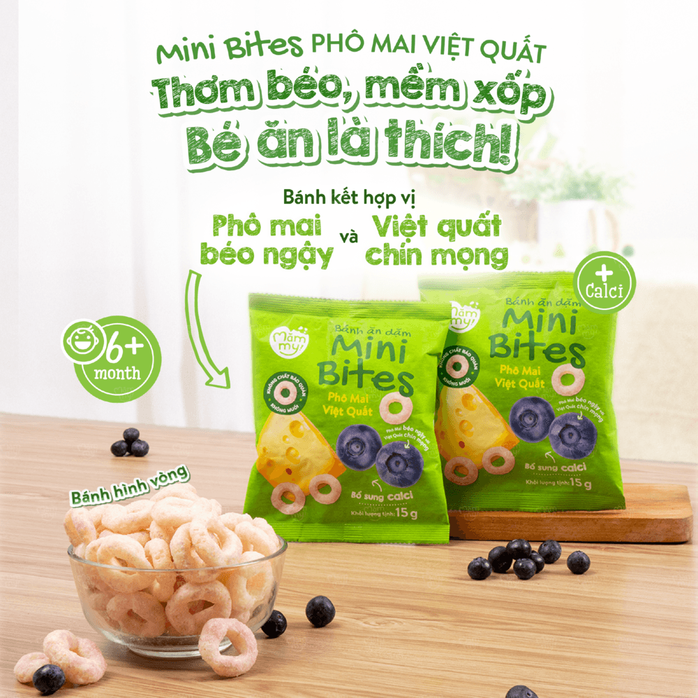 Bánh ăn dặm Mini Bites Phô mai - Việt Quất 15 g 2
