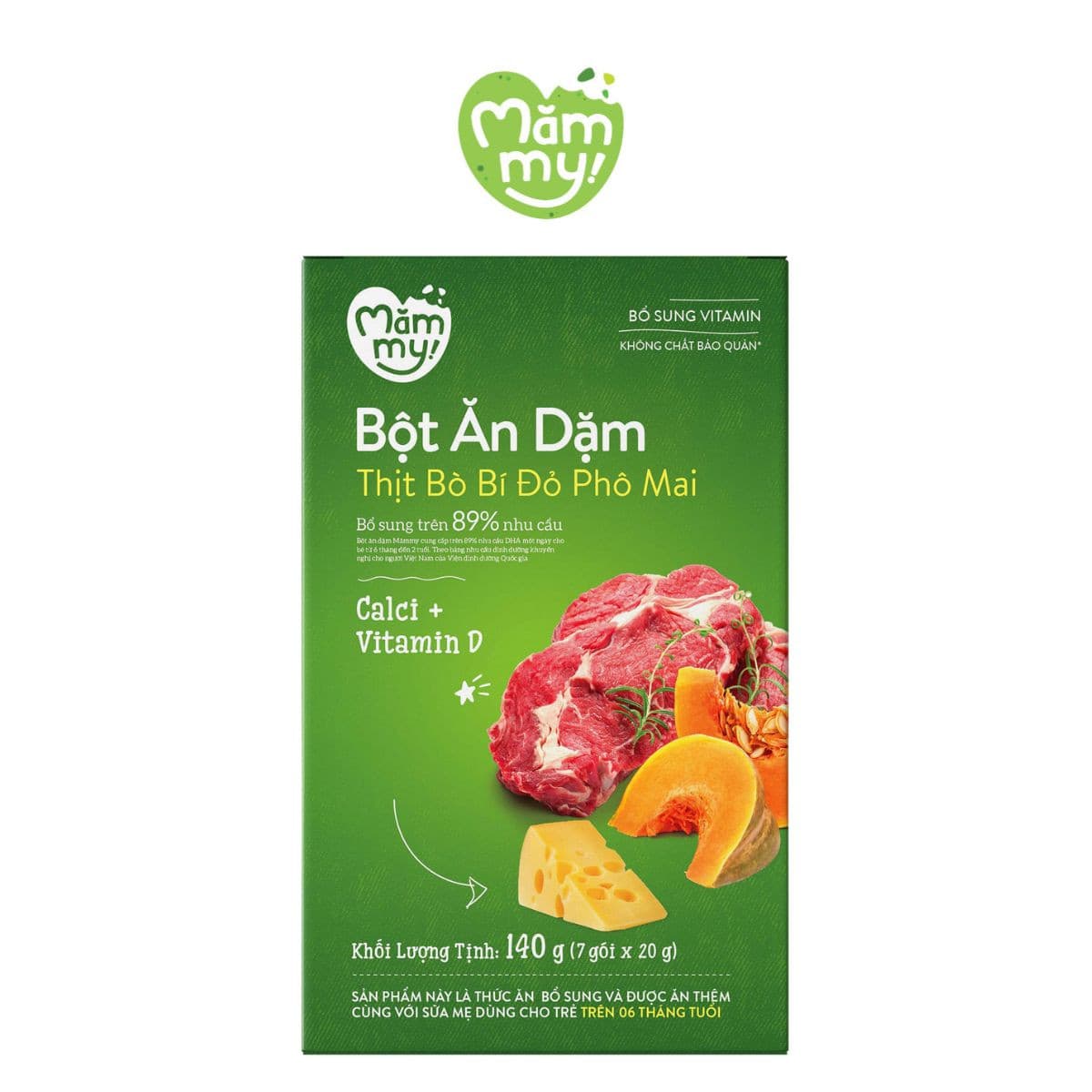 Bột ăn dặm Thịt bò Bí đỏ Phô mai - Hộp 140g