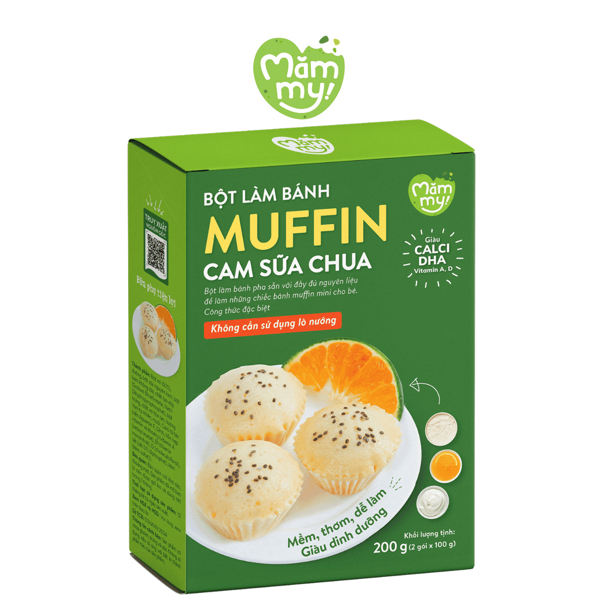 Bột làm bánh Muffin cam sữa - Hộp 200g