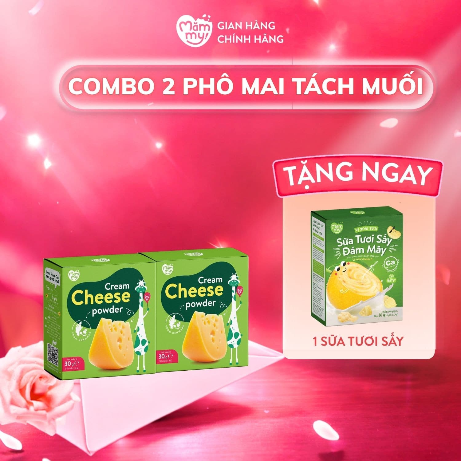 Combo 2 Hộp Phô Mai Kem - Tặng ĐŨA TẬP ĂN CHO BÉ 7