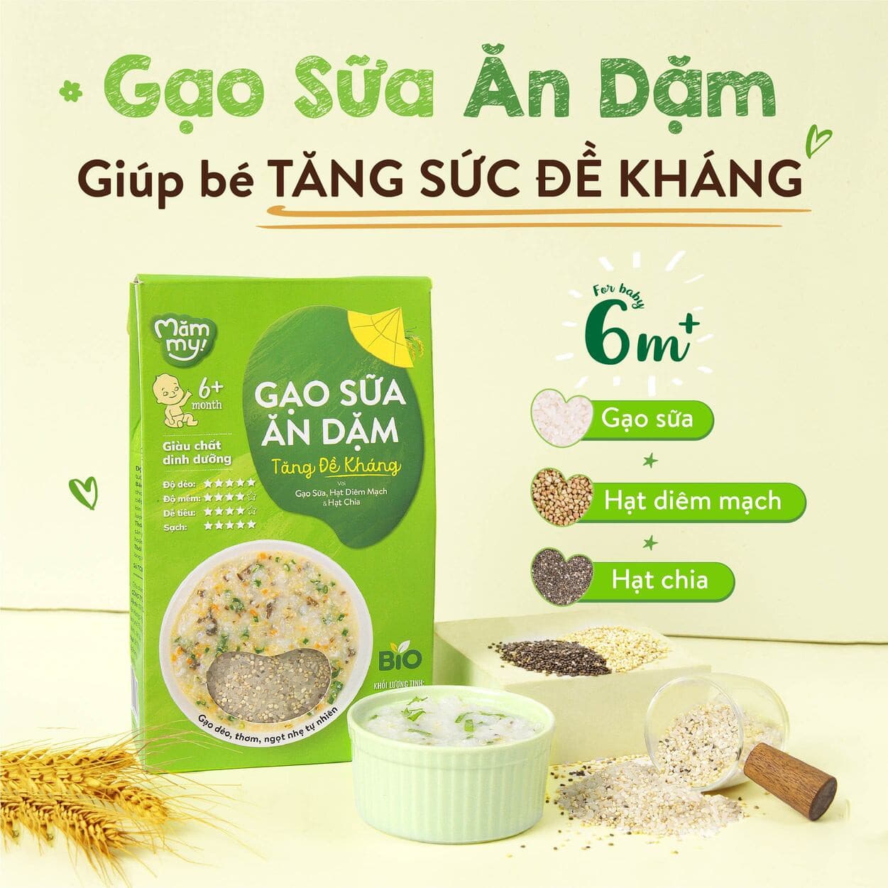 Gạo sữa ăn dặm Tăng Đề Kháng - Hộp 500 g 2