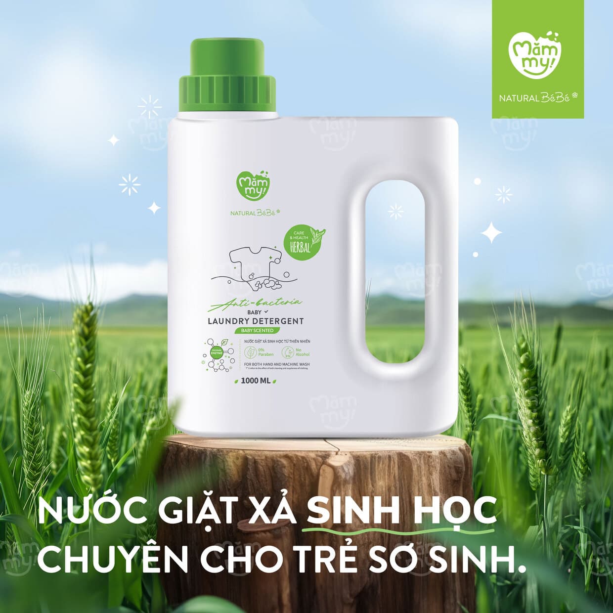 Nước giặt xả sinh học Natural BéBé mùi em bé 1000ml 3