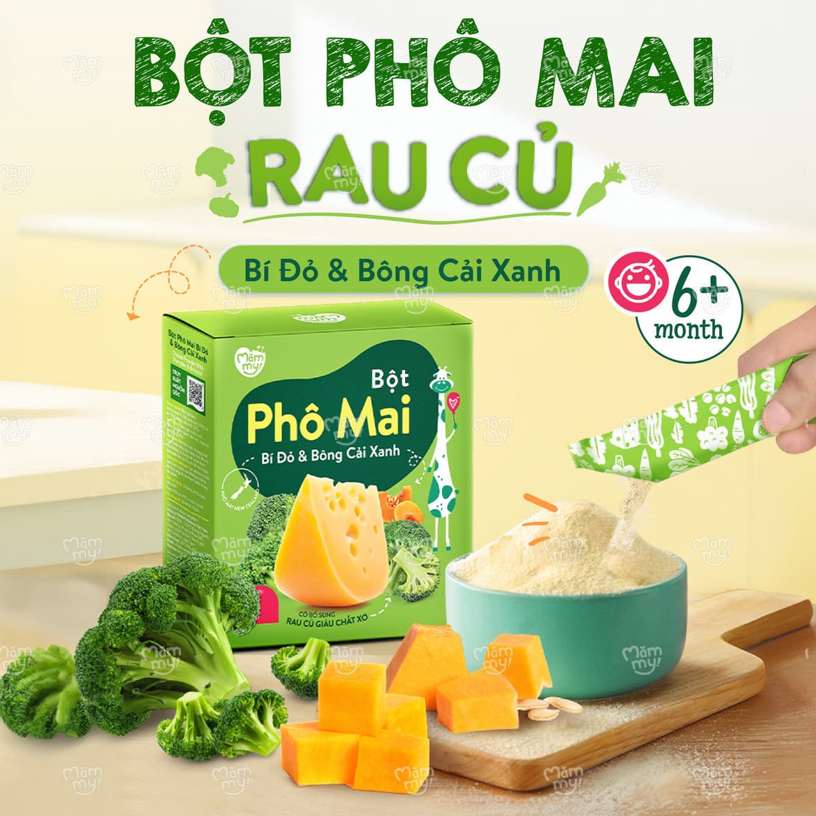 Bột phô mai Bí Đỏ & Bông Cải Xanh 30 g (3 g x 10 gói) 2