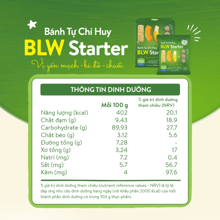 Bánh Tự Chỉ Huy – BLW Starter vị Yến Mạch - Bí Đỏ - Chuối 42 g (7 g x 6 gói) 4