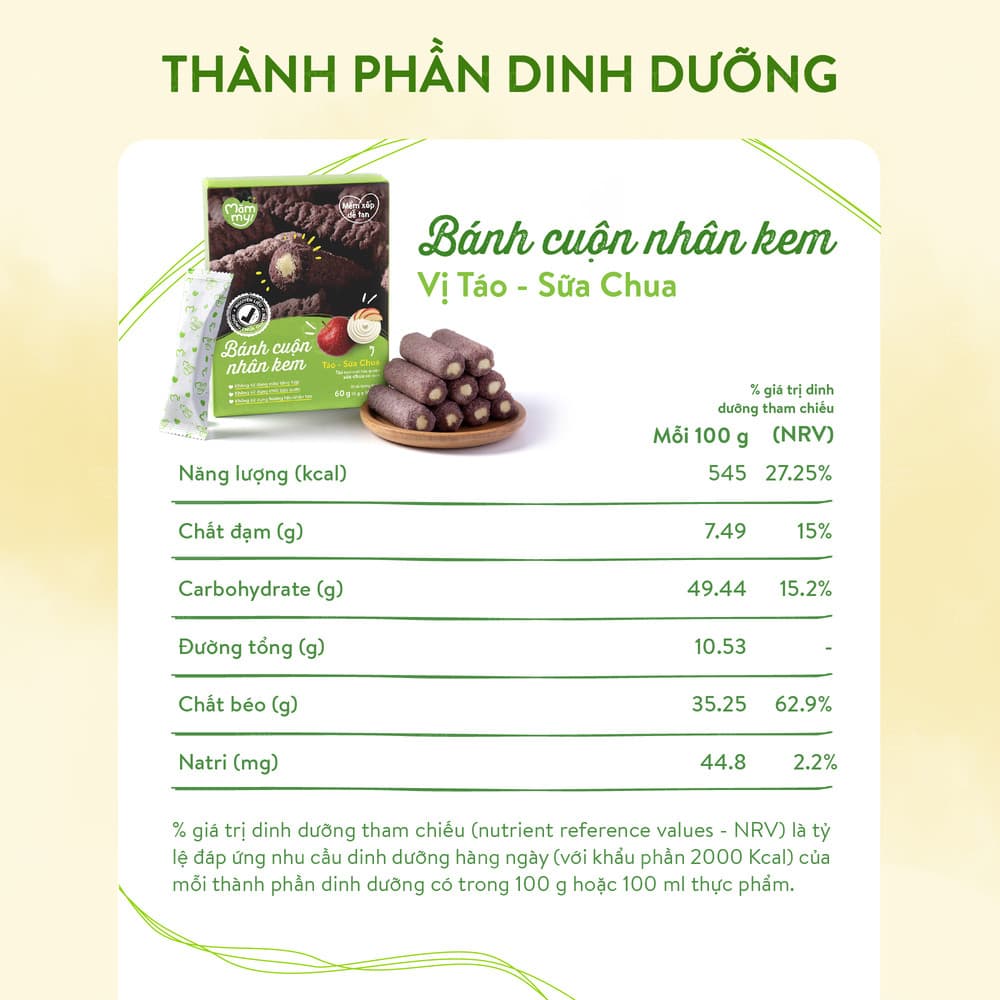 Bánh cuộn nhân kem Táo - Sữa Chua 60 g (10 thanh) 3