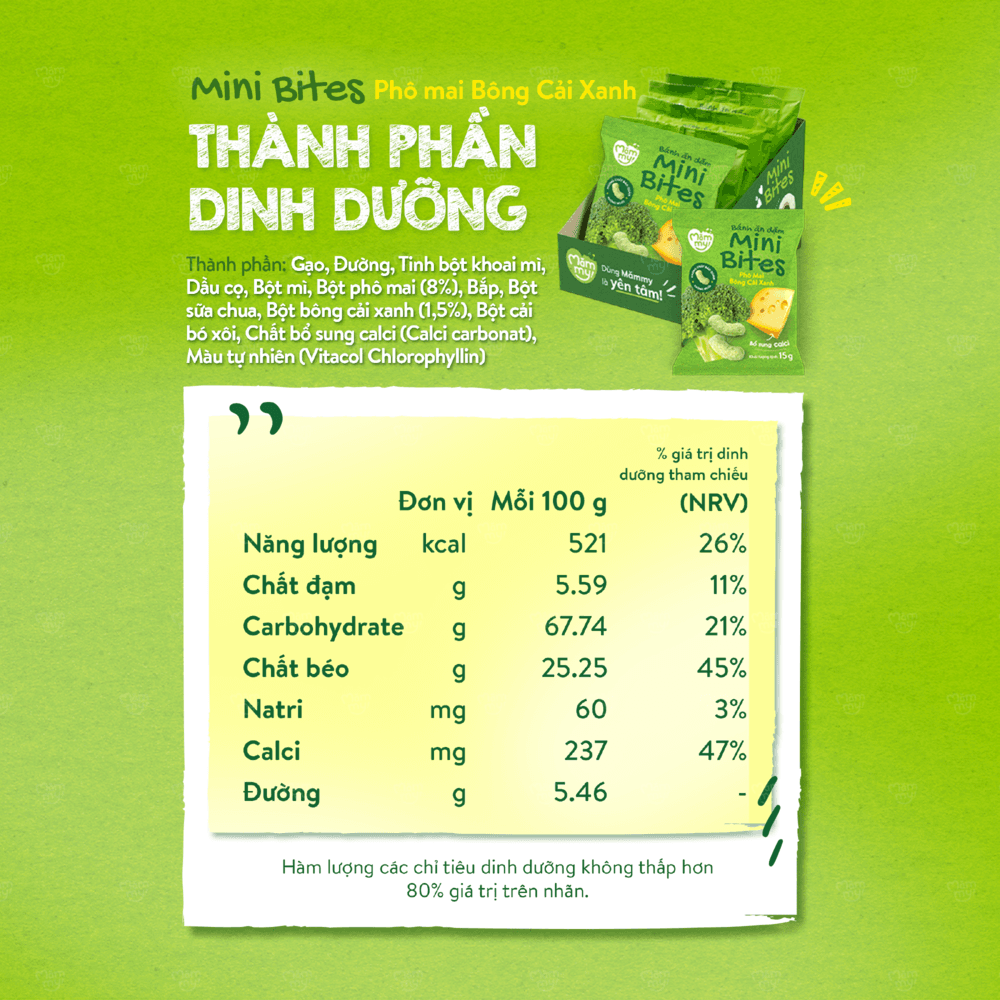 Bánh ăn dặm Mini Bites Phô mai - Bông Cải Xanh 15 g 3