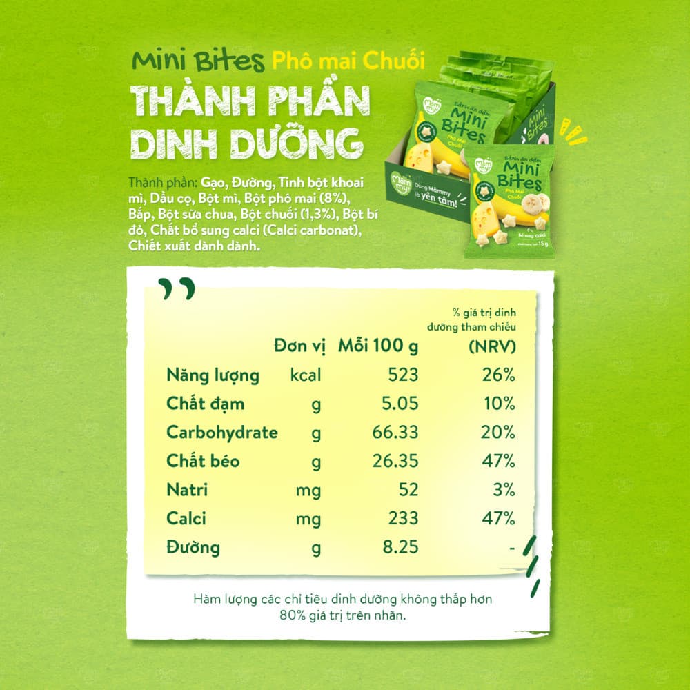 Bánh ăn dặm Mini Bites Phô mai - Chuối 15 g 4