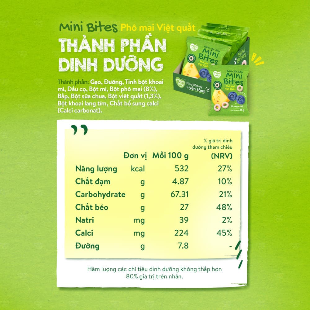 Bánh ăn dặm Mini Bites - Mix vị Phô mai 45 g (15g x 3 gói) 7