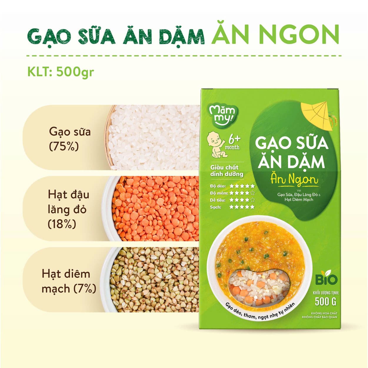 Gạo sữa ăn dặm Ăn Ngon - Hộp 500 g 3