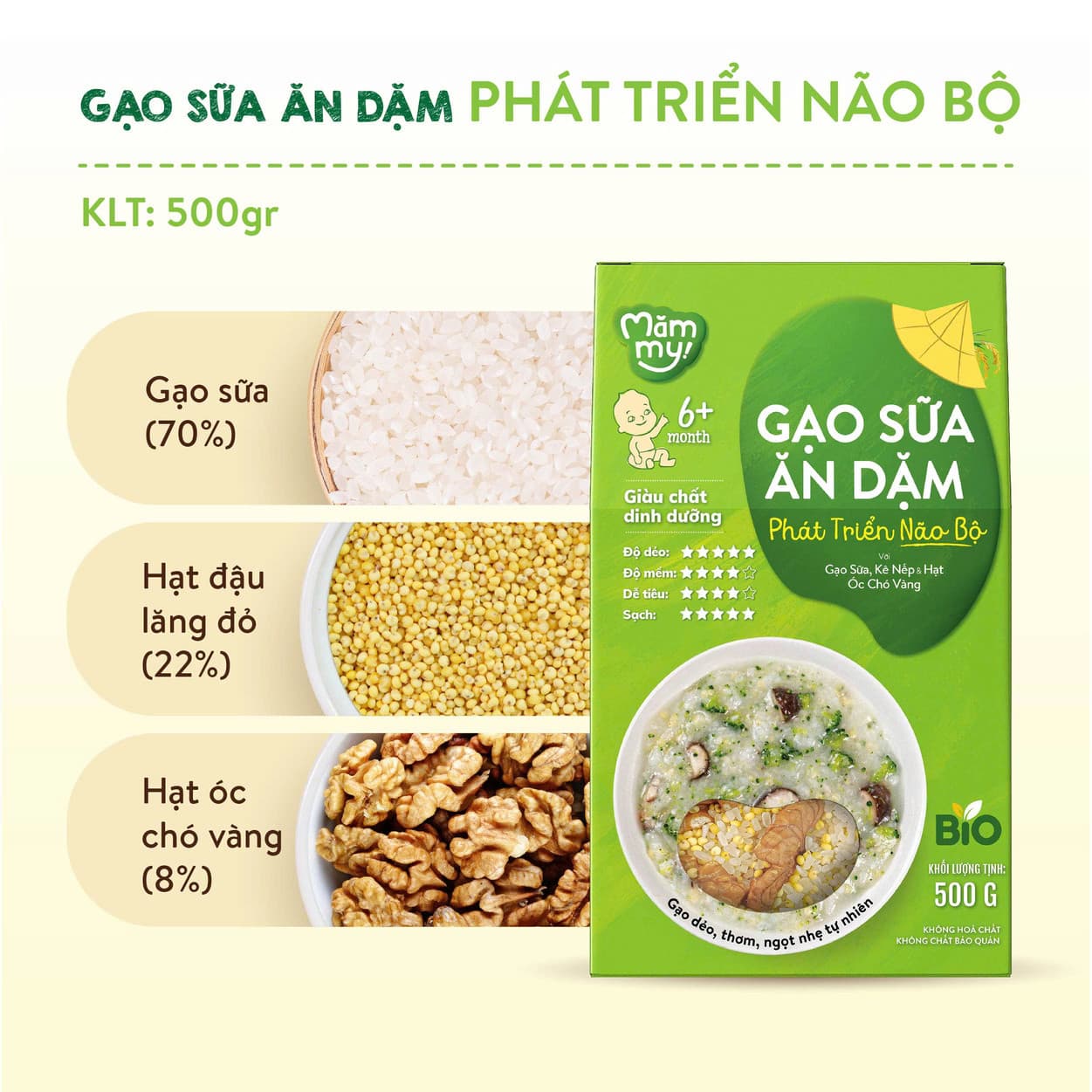 Gạo sữa ăn dặm Phát Triển Não Bộ - Hộp 500 g 3