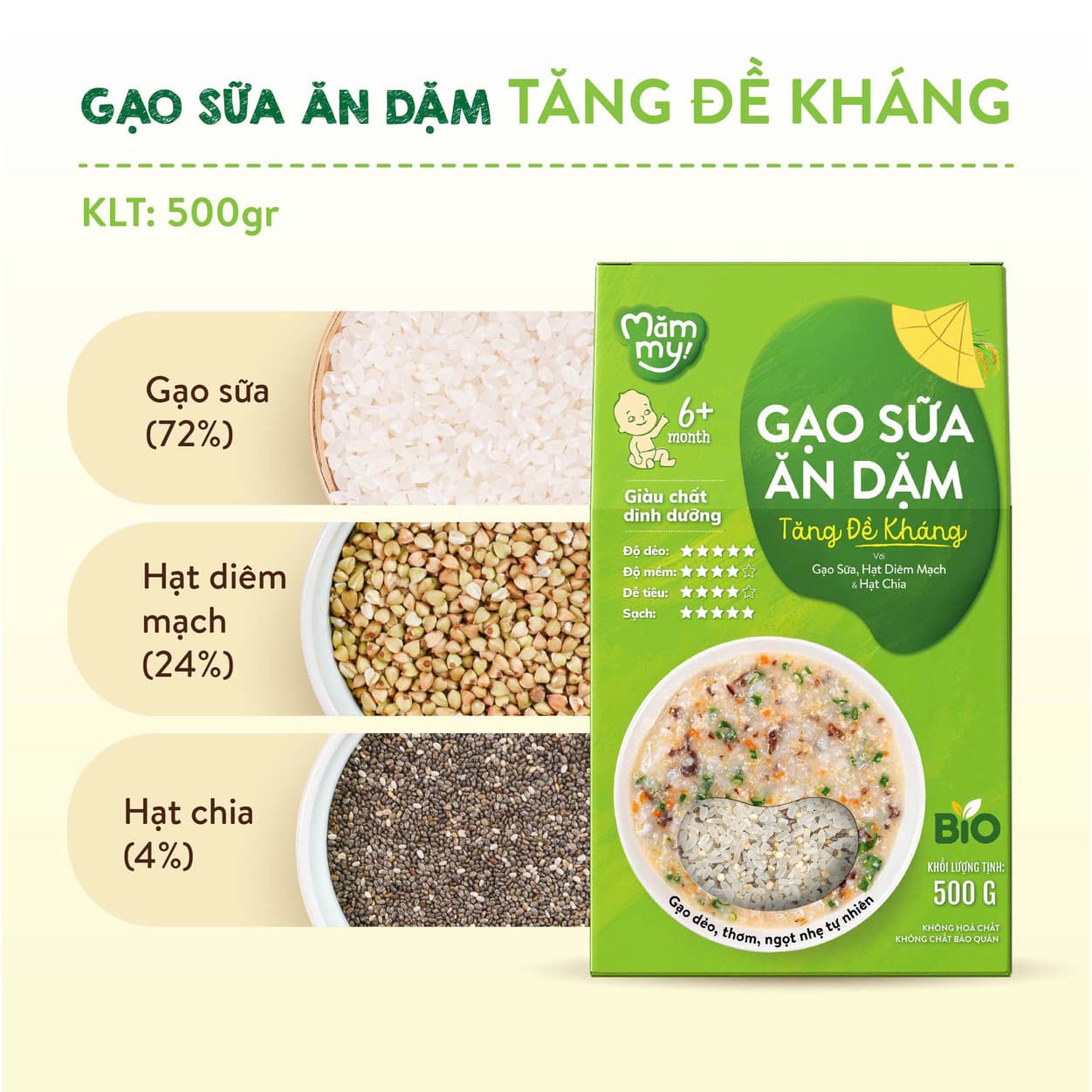 Gạo sữa ăn dặm Tăng Đề Kháng - Hộp 500 g 3