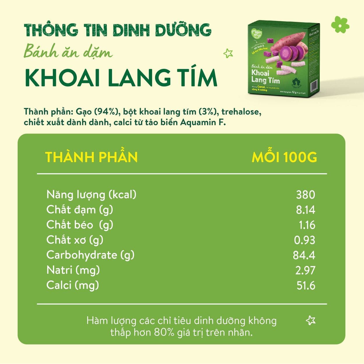 Bánh ăn dặm vị Khoai Lang Tím - Hộp 12 g (6 g x 2 túi) 3