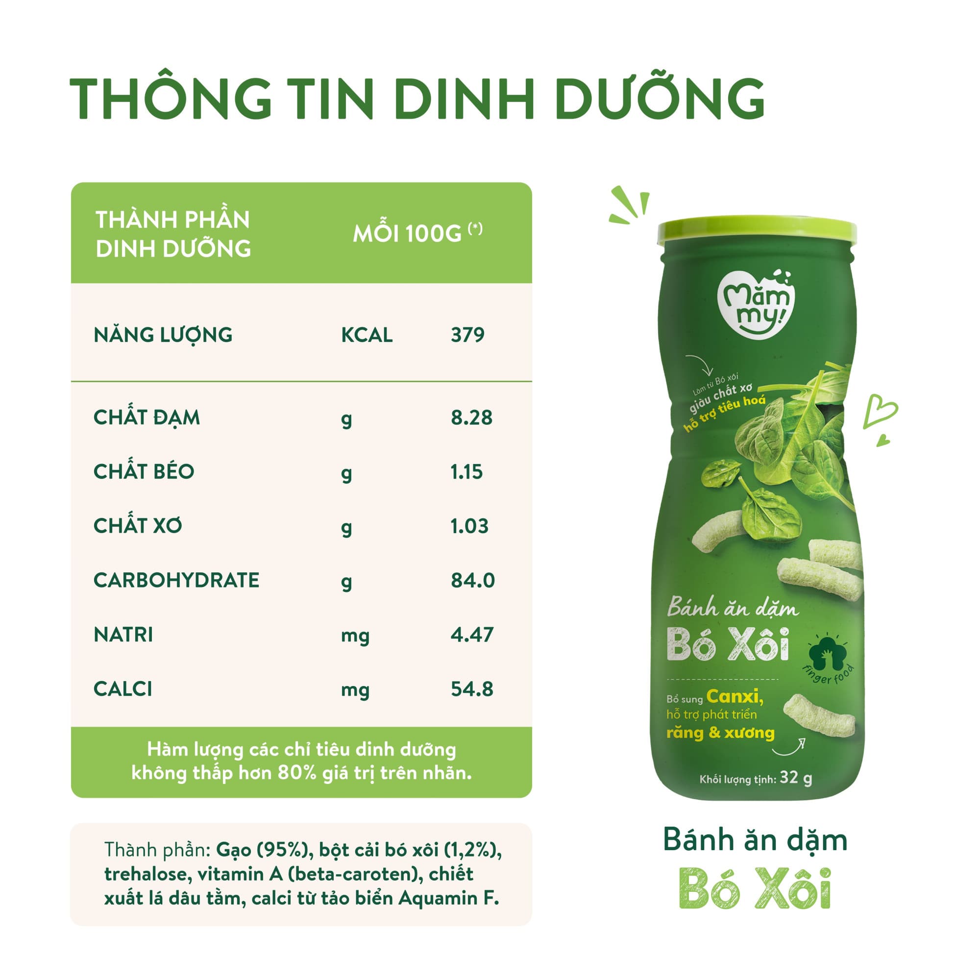 Bánh ăn dặm vị Bó Xôi - Hũ 32 g 3
