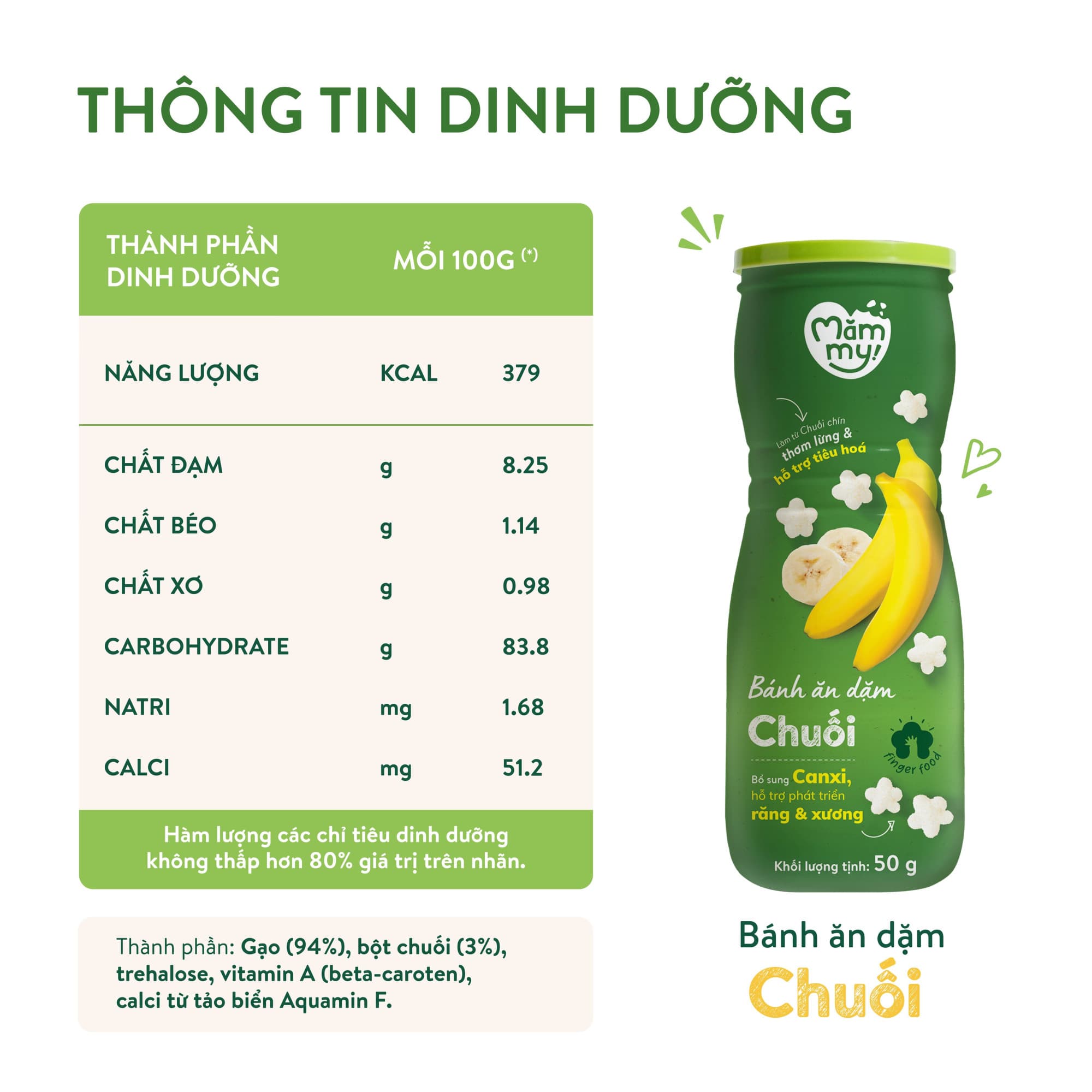 Bánh ăn dặm vị Chuối - Hũ 50 g 3
