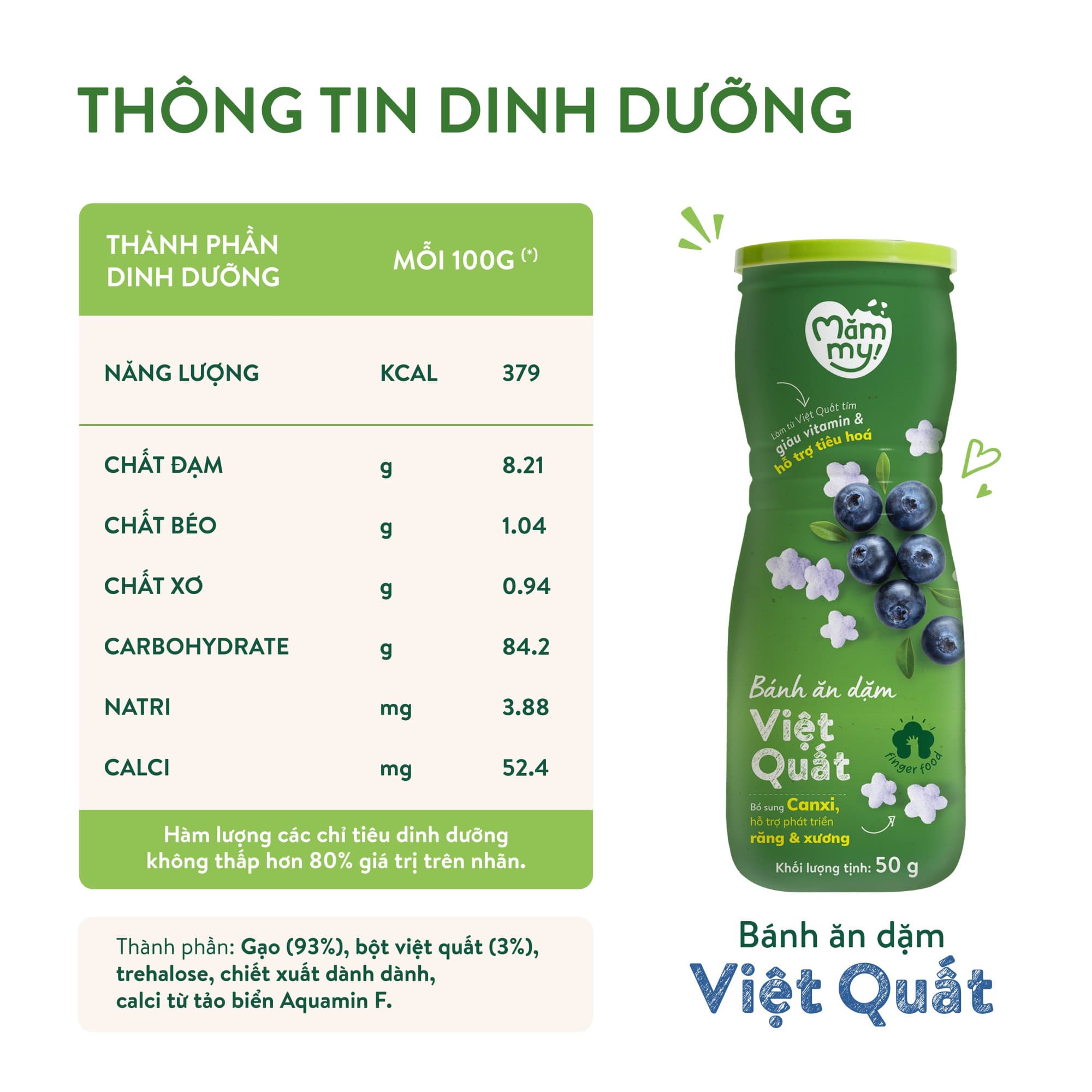 Bánh ăn dặm vị Việt Quất - Hũ 50 g 3