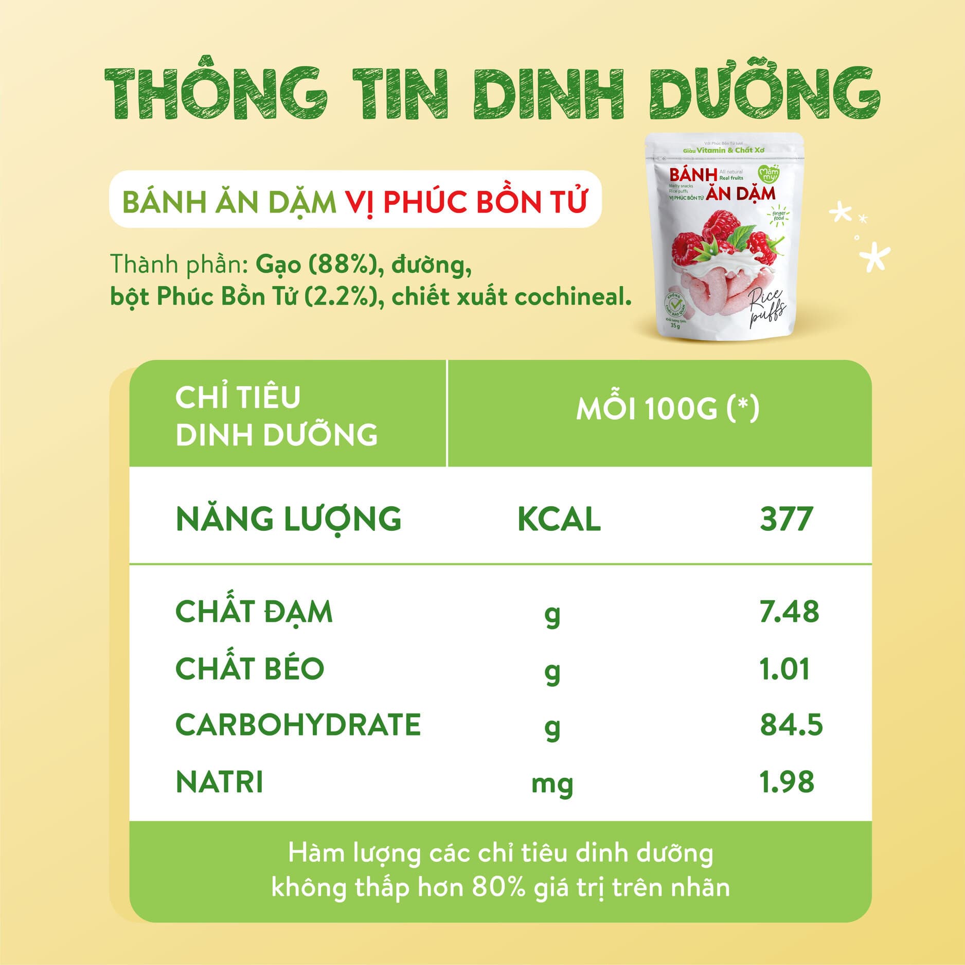 Bánh ăn dặm vị phúc bồn tử - Túi 35g 3