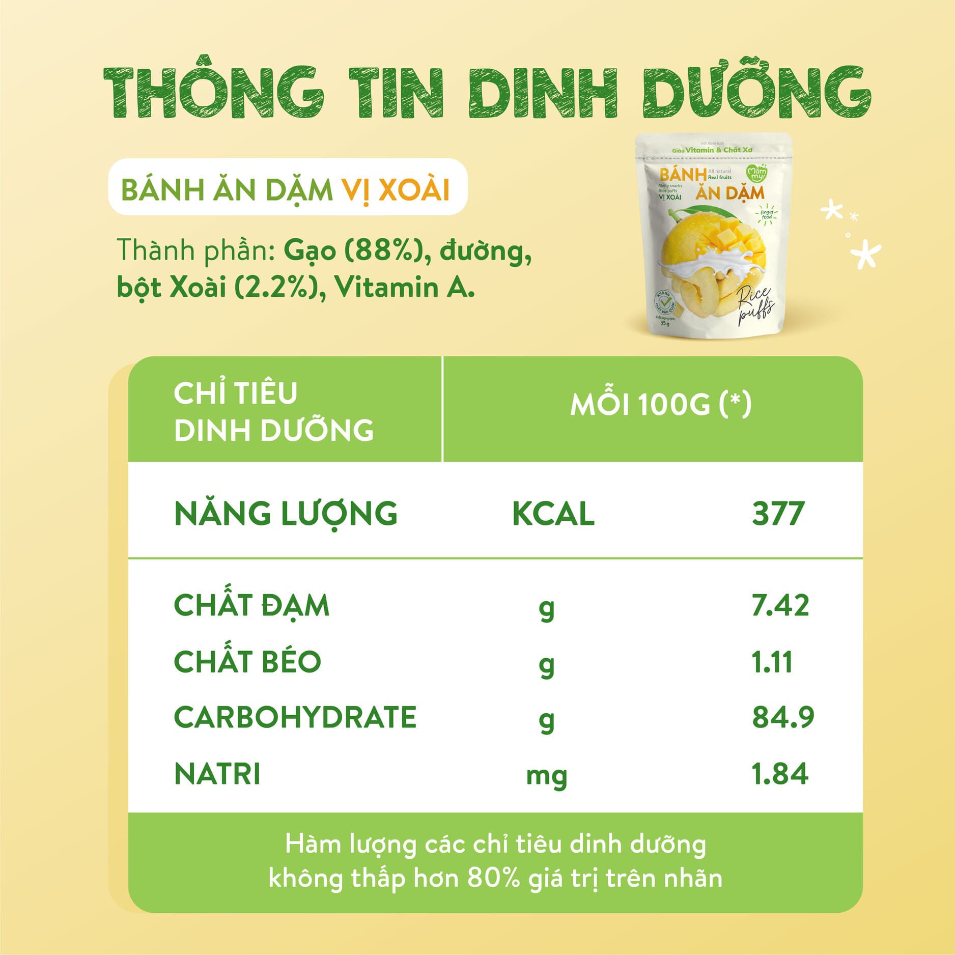 Bánh ăn dặm vị xoài - Túi 35g 3