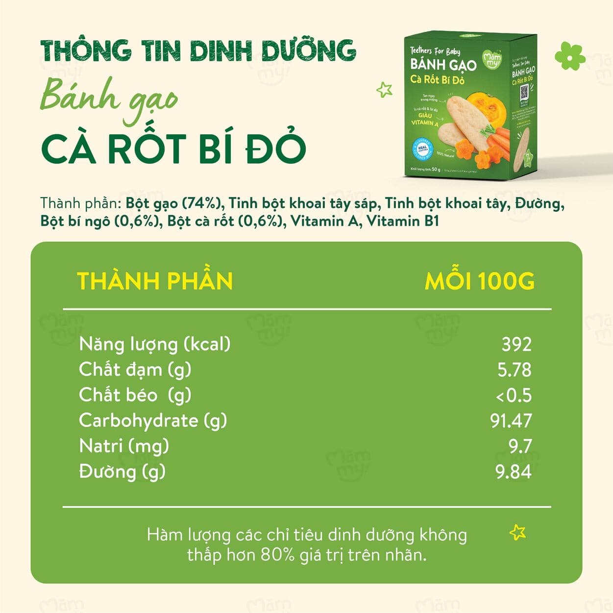 Bánh gạo Cà Rốt Bí Đỏ - 50 g 3