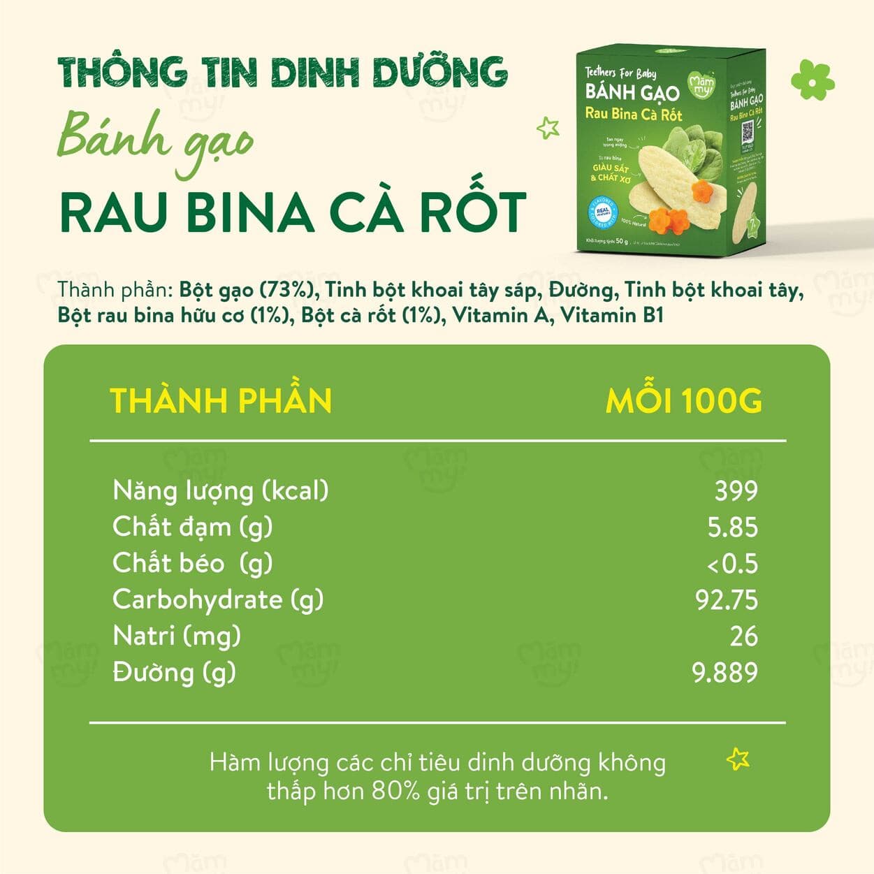 Bánh gạo Rau Bina Cà Rốt - 50 g 3