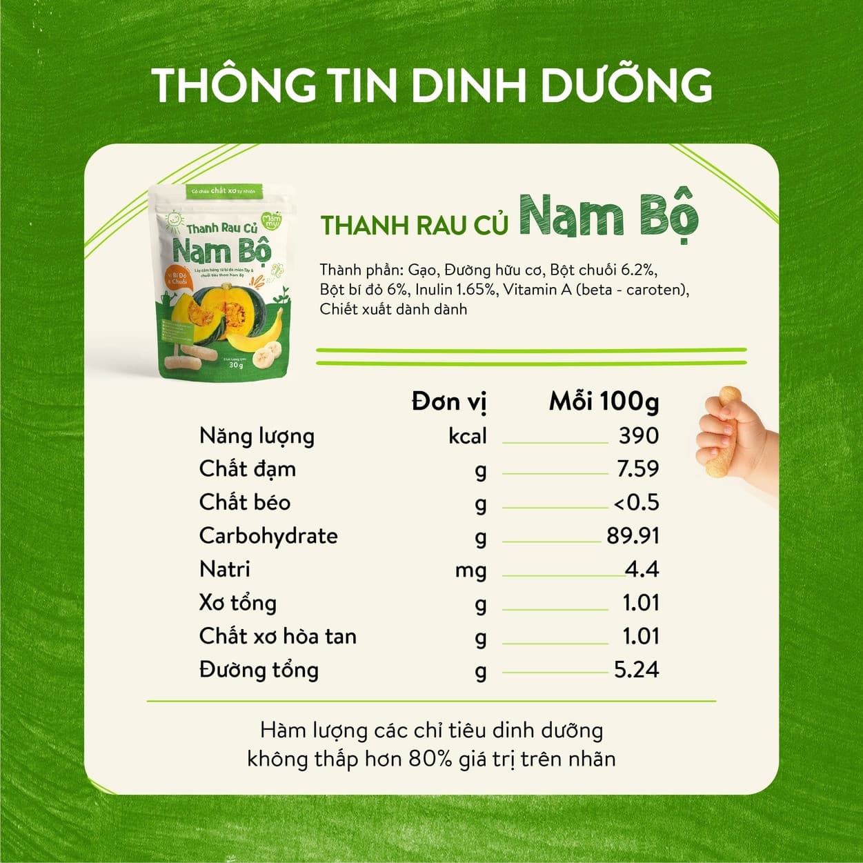 Bánh thanh rau củ Nam Bộ vị Bí Đỏ & Chuối 30 g 3