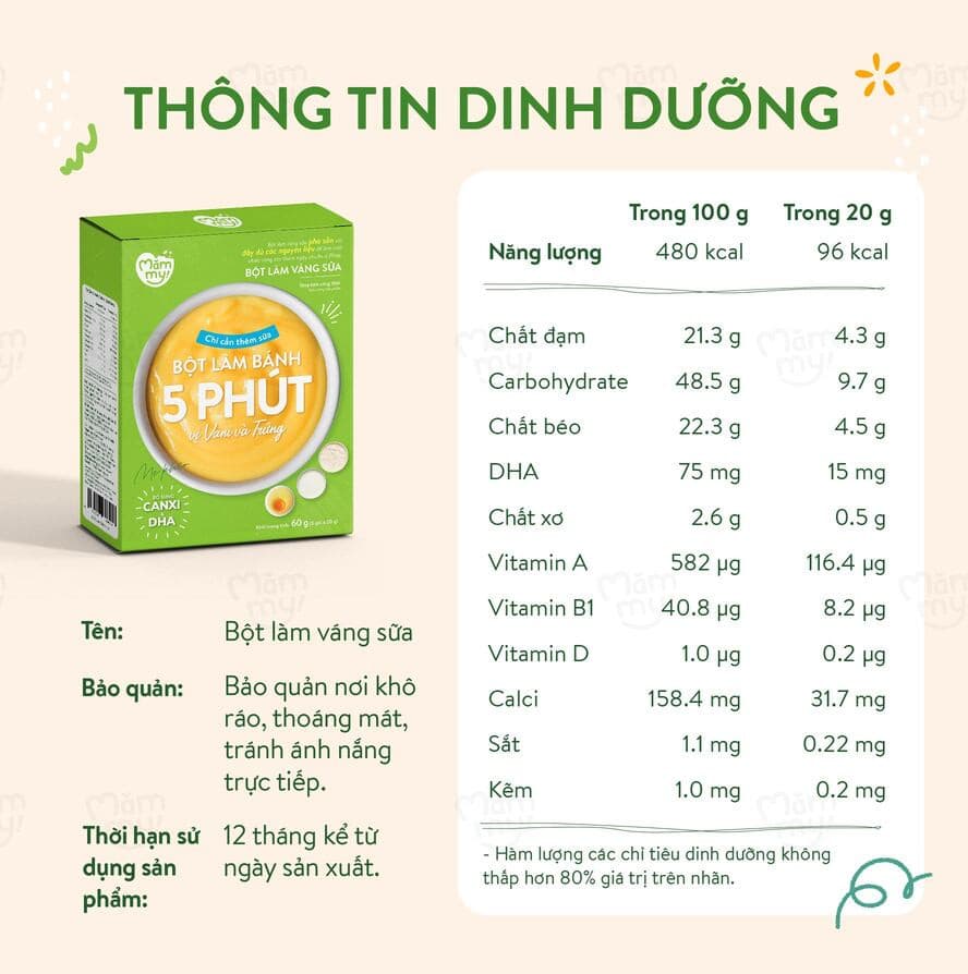 Bột làm váng sữa vị Vani và trứng - Hộp 60g 4
