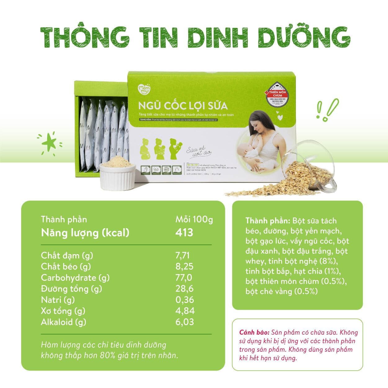 Bột ngũ cốc lợi sữa - Hộp 400g 9