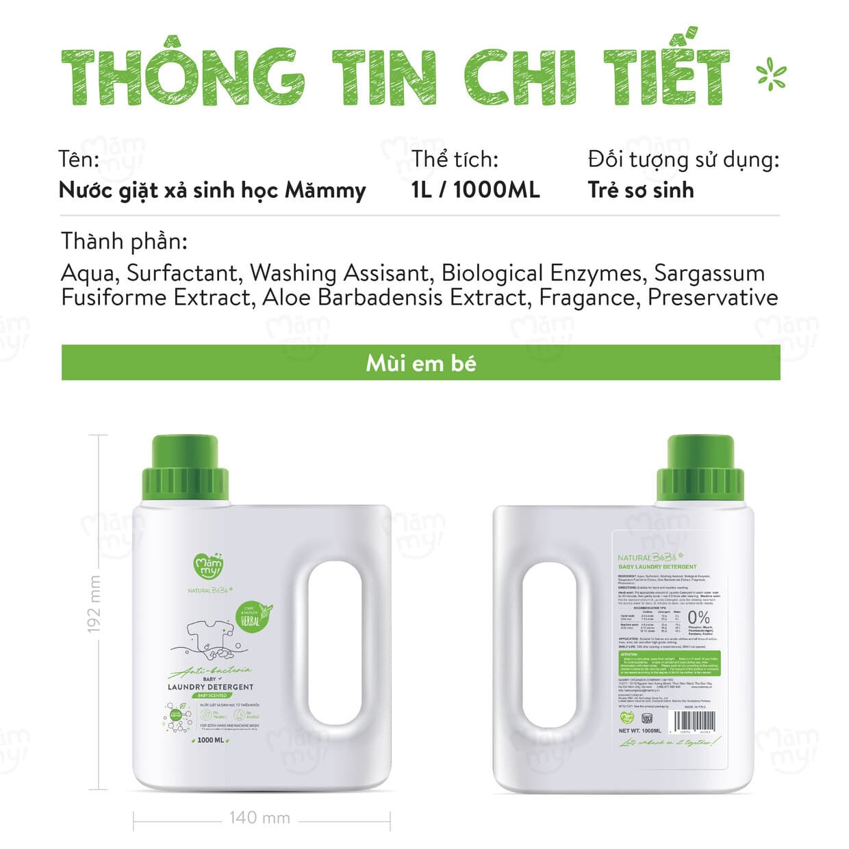 Nước giặt xả sinh học Natural BéBé mùi em bé 1000ml 4