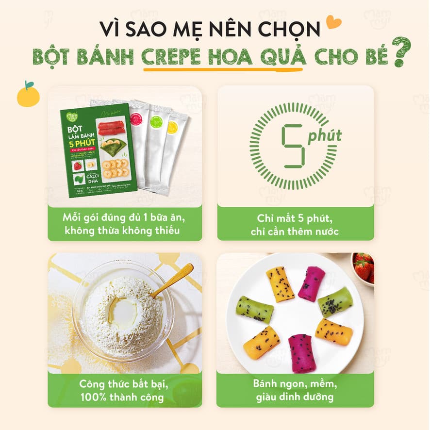 Bột Làm Bánh Crepe Hoa Quả - Hộp 60g 12