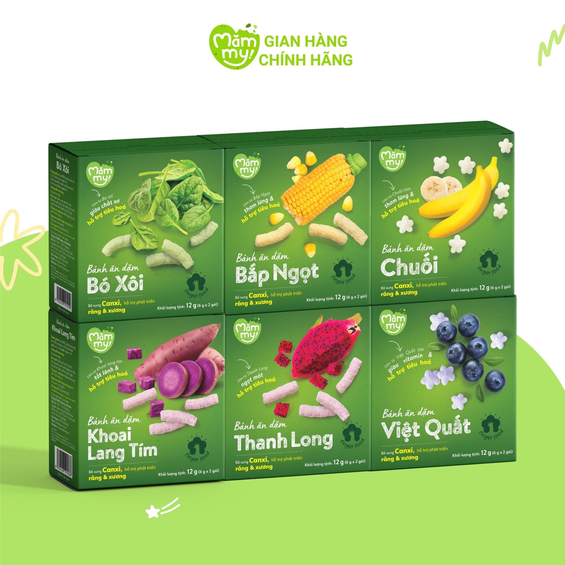 Combo 6 Bánh Ăn Dặm Hộp 12g - Tặng BỘ BÁT DĨA ĂN 2