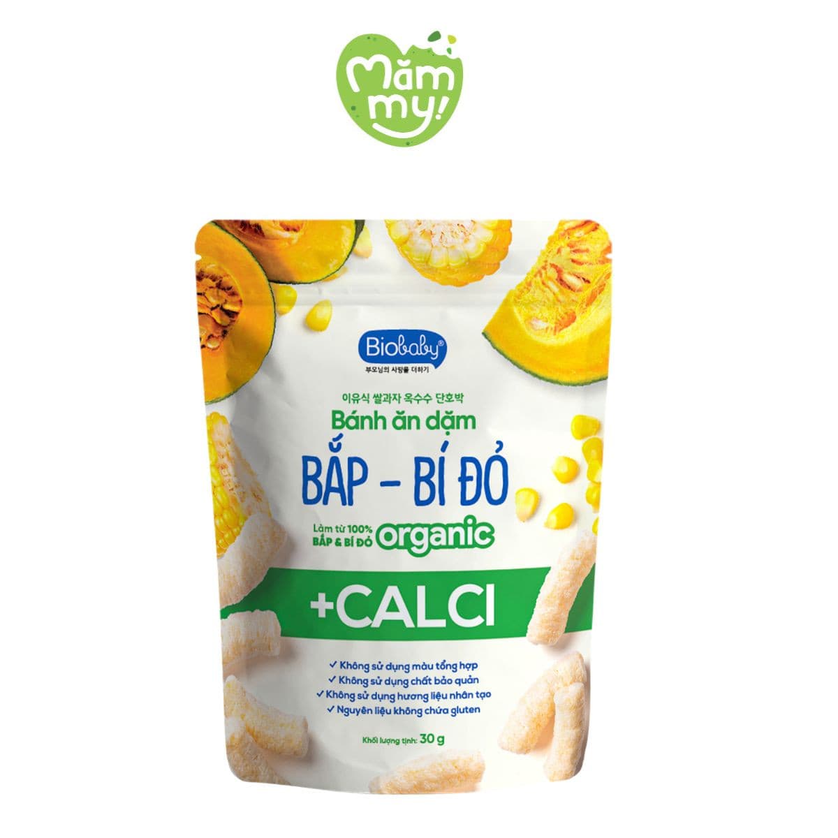 Bánh ăn dặm que vị bắp bí đỏ Biobaby - Gói 30g