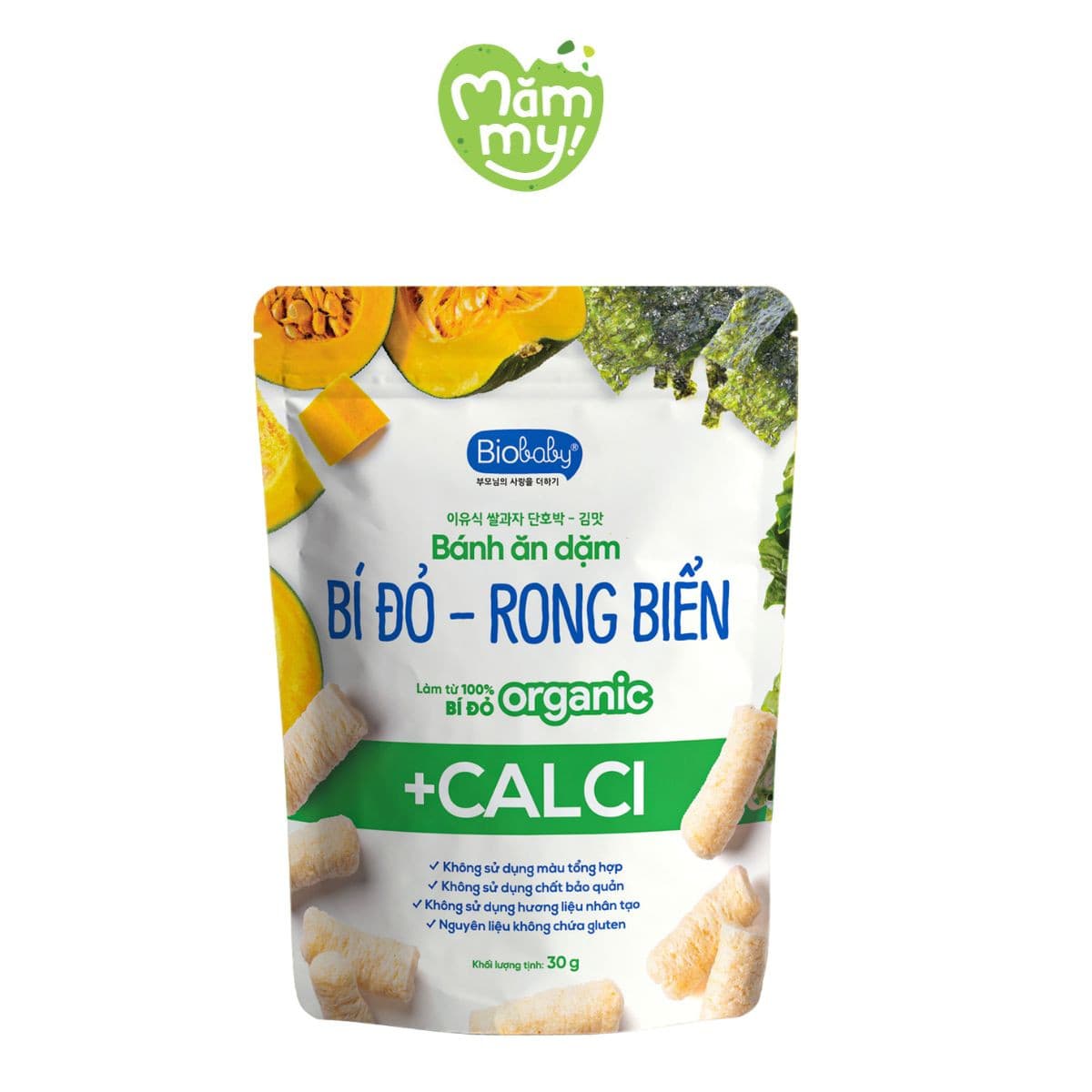 Bánh ăn dặm que vị bí đỏ rong biển Biobaby - Gói 30g