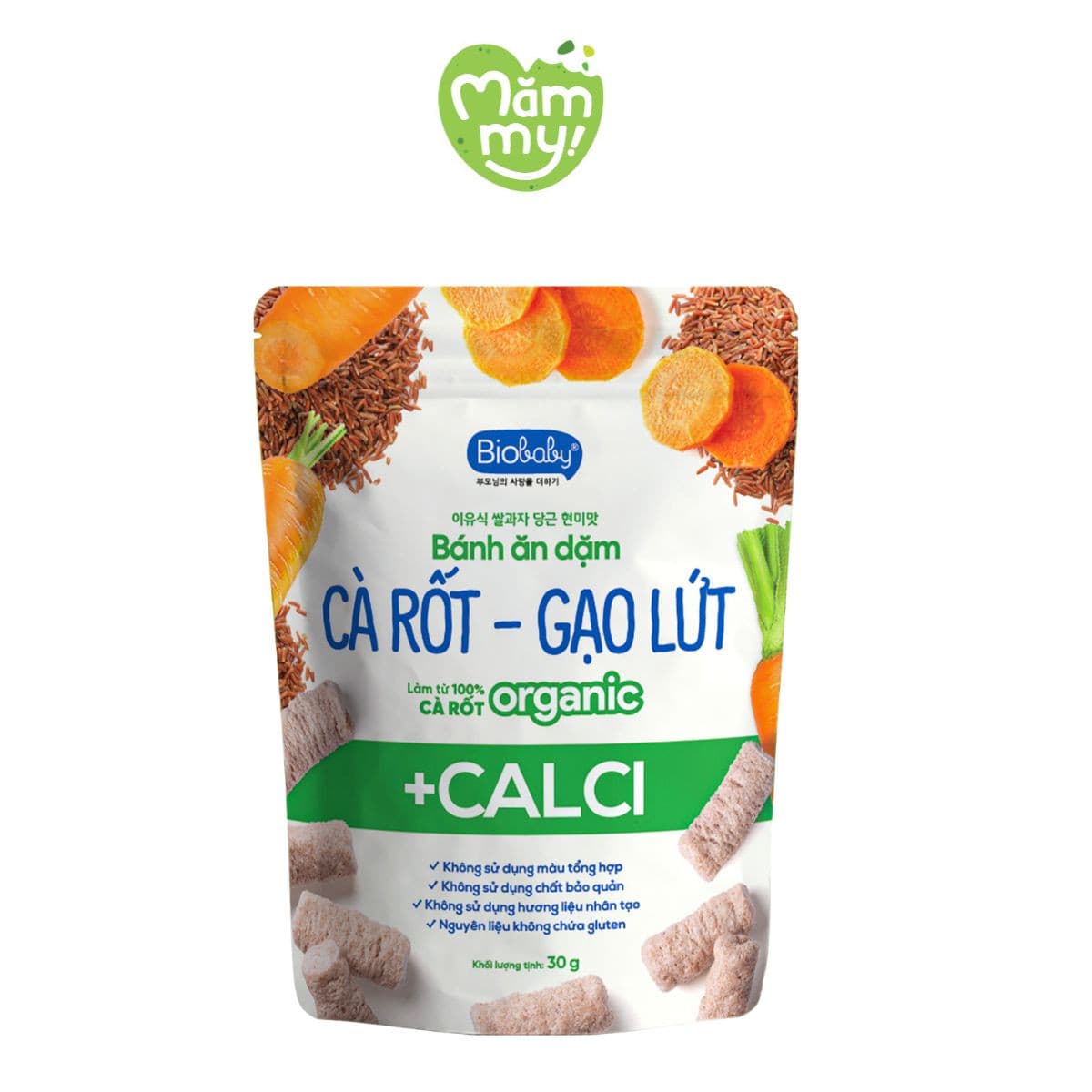 Bánh ăn dặm que vị cà rốt gạo lứt Biobaby - Gói 30g