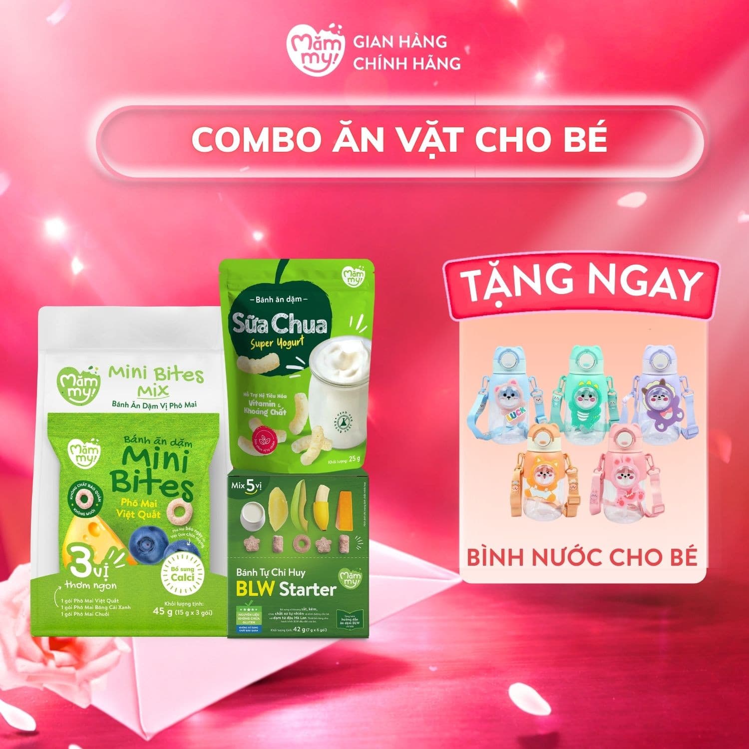 Combo Bé Đi Biển (1 hộp BLW mix 5 vị, 1 set Minibites mix vị rau củ, 1 gói bánh vị sữa chua 25g) - Tặng PHAO BƠI HÌNH THÚ 8