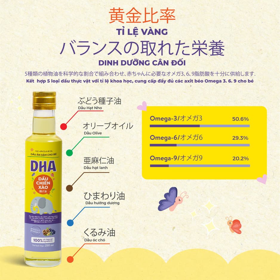 Combo 3 dầu chiên xào ăn dặm DHA - Tặng chảo Sunhouse 7