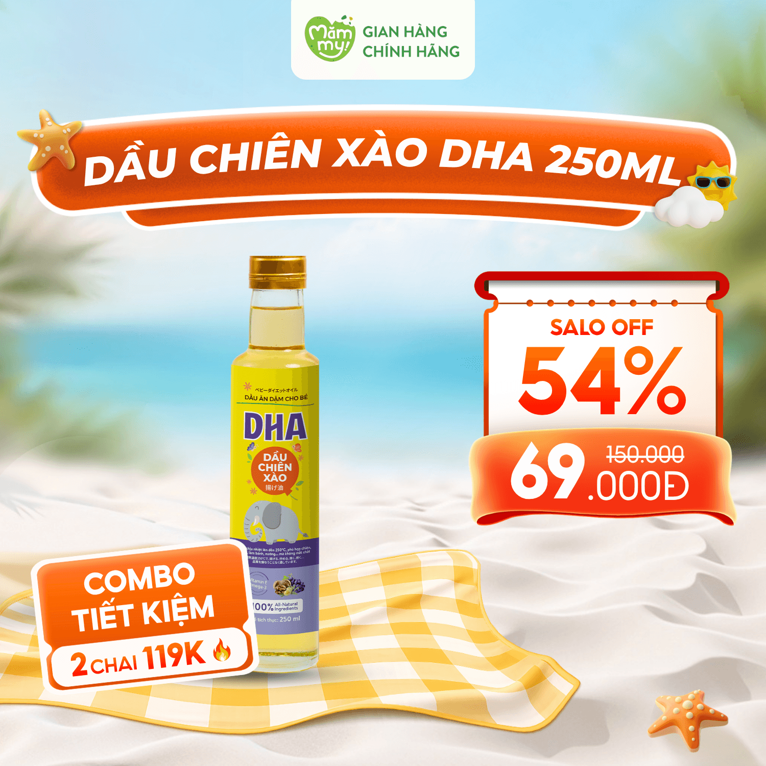 Dầu chiên xào ăn dặm DHA - Chai 250ml