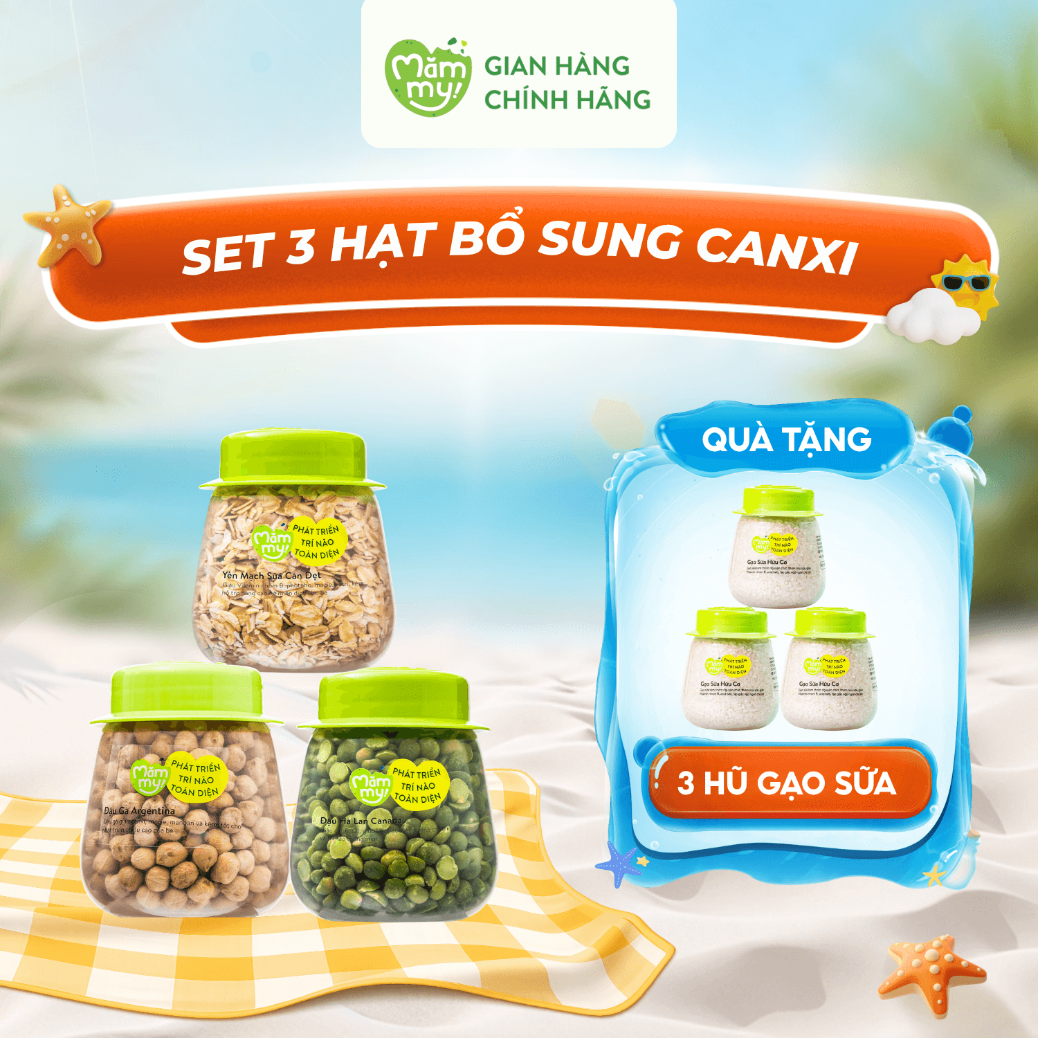 Set 3 hũ hạt yến mạch, đậu gà, đậu hà lan - Hỗ trợ bổ sung canxi