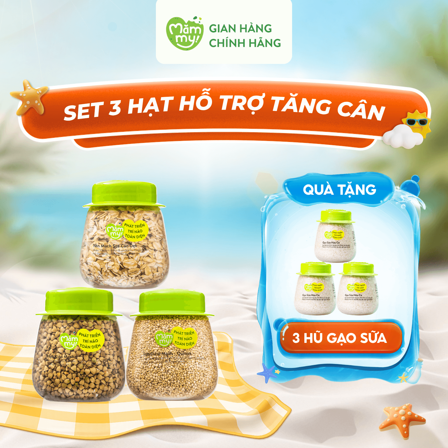 Set 3 hũ hạt yến mạch, diêm mạch, kiều mạch - Hỗ trợ tăng cân