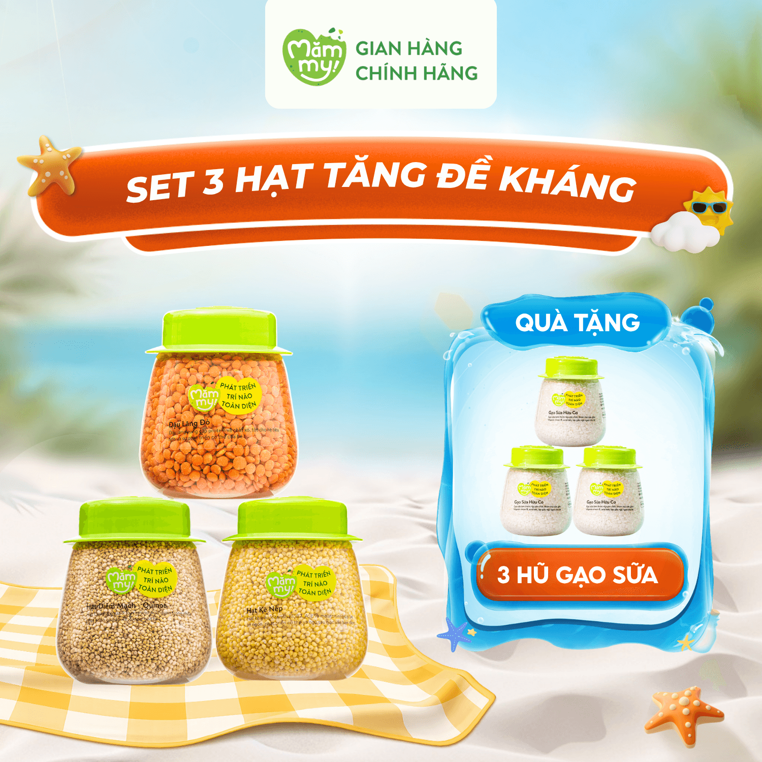 Set 3 hũ hạt kê nếp, đậu lăng, diêm mạch - Hỗ trợ tăng đề kháng 1
